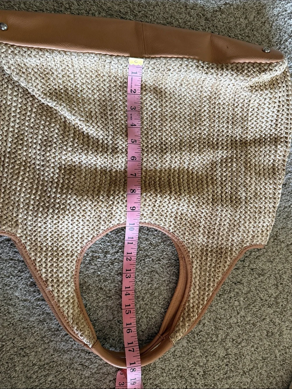 Banana Republic Tan Woven Tote with Leather Trim